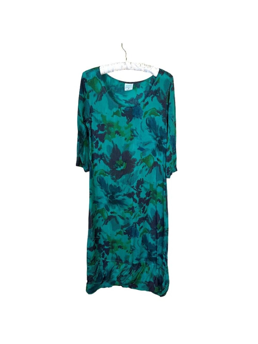 Click Womens Floral Midi Dress Size Small Rayon Scoop Green Color Me Cotton USA